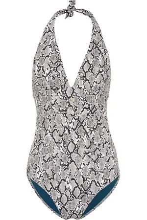Heidi Klein Mombasa snake-effect halter swimsuit