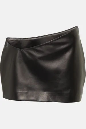 Monot Asymmetric leather miniskirt
