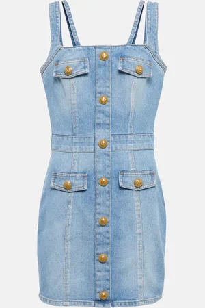 Balmain Embellished denim minidress