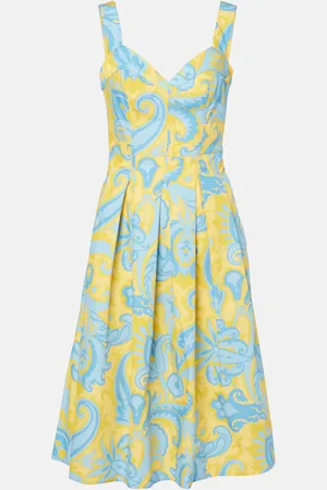Etro Paisley pleated cotton midi dress
