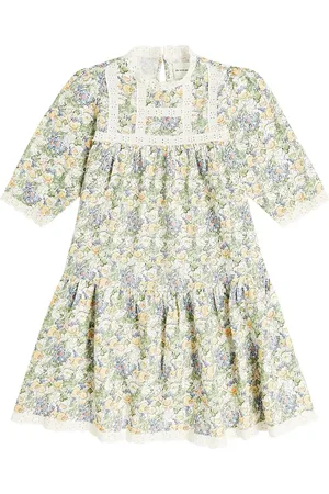 The New Society Beverly lace-trimmed floral linen dress