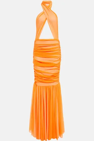 Norma Kamali Shirred halterneck gown