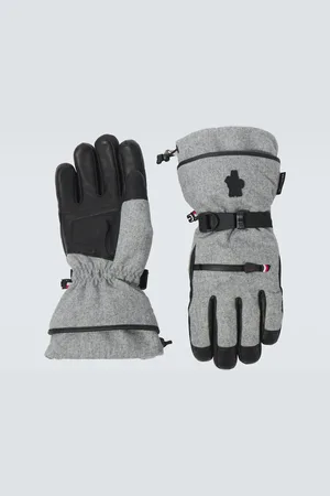 Moncler Leather-trimmed virgin wool ski gloves