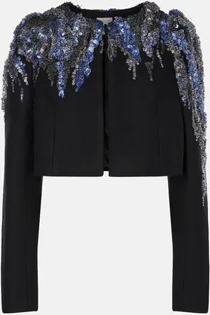 DRIES VAN NOTEN Sequined cropped wool-blend jacket