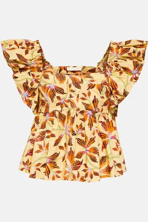 ULLA JOHNSON Romi floral cotton poplin top