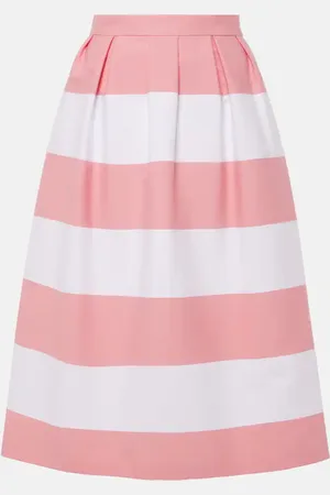 Carolina Herrera Striped pleated cotton-blend midi skirt