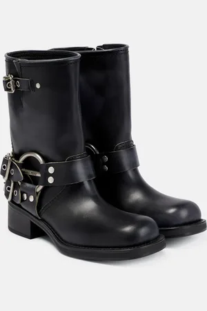 Miu Miu Buckled leather ankle boots