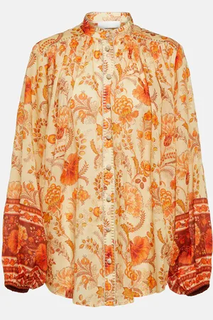 ZIMMERMANN Junie floral puff-sleeve ramie blouse