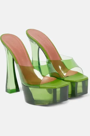 Amina Muaddi Dalida Glass PVC platform mules
