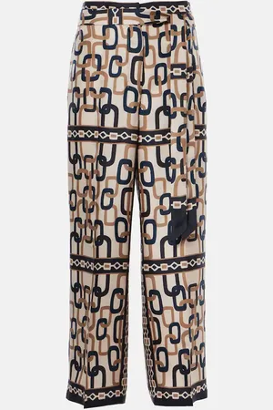 Max Mara Brina printed silk twill wide-leg pants