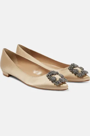 Manolo Blahnik Hangisiflat 70 embellished satin ballet flats