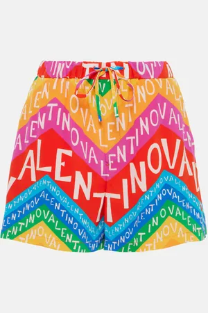 VALENTINO Logo high-rise silk shorts