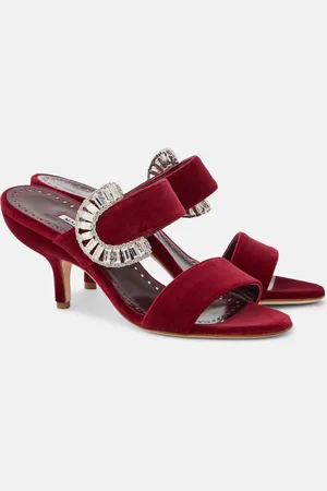 Manolo Blahnik Memonia embellished velvet mules