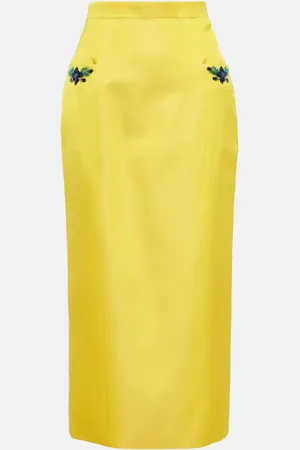Miss Sohee Iris embellished velvet midi skirt