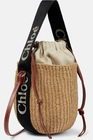 Chloé Woody Mini leather-trimmed bucket bag