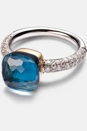 Pomellato Nudo 18kt gold ring with London topaz and diamonds
