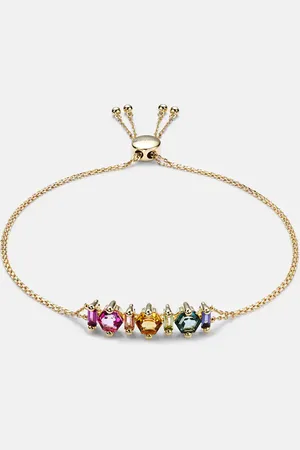 Suzanne Kalan 14kt gold adjustable chain bracelet with gemstones