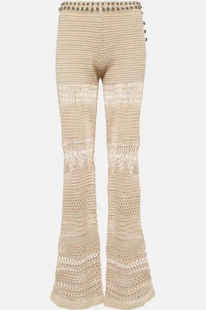 Paco rabanne Embellished crochet cotton flared pants