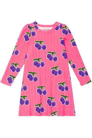 Mini Rodini Plum rib-knit cotton-blend dress