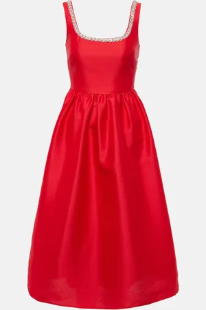 Self-Portrait Crystal-embellished taffeta midi dress