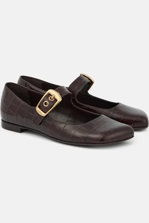 Chloé Polly croc-effect leather Mary Jane flats