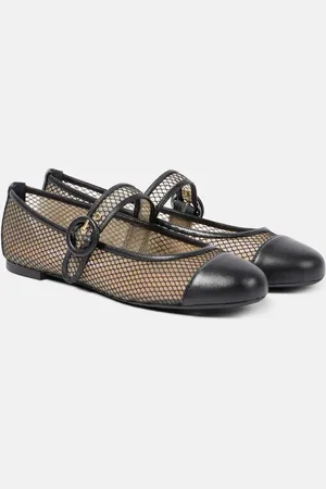 Aquazzura Solstice mesh and leather Mary Jane flats