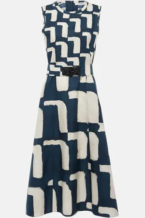 Max Mara Printed cotton poplin midi dress