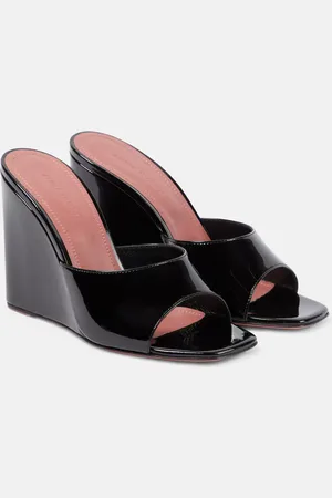 Amina Muaddi Lupita patent leather wedge mules