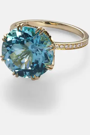 Ileana Makri Solitaire Crown 18kt ring with topaz and diamonds