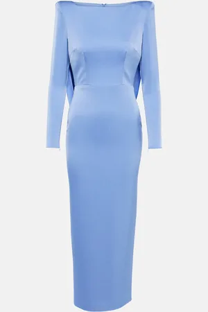ALEX PERRY Draped crÃªpe satin midi dress
