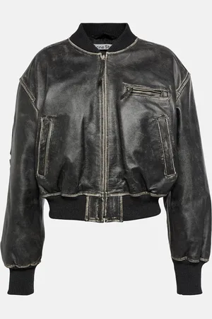 Acne Studios Cropped leather bomber jacket