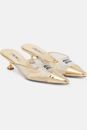 Miu Miu Logo leather and PVC mules