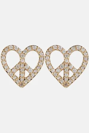 Sydney Evan Peace Heart 14kt earrings with diamonds