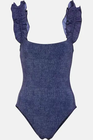 Karla Colletto Nori ruffled denim swimsuit