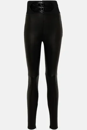 Alaïa Belted high-rise leather leggings