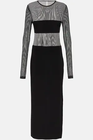 Norma Kamali Dash mesh and jersey maxi dress
