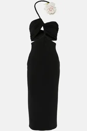 MAGDA BUTRYM Floral-appliquÃ© cutout midi dress