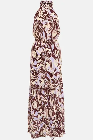 RIXO London Kendra printed halterneck silk dress
