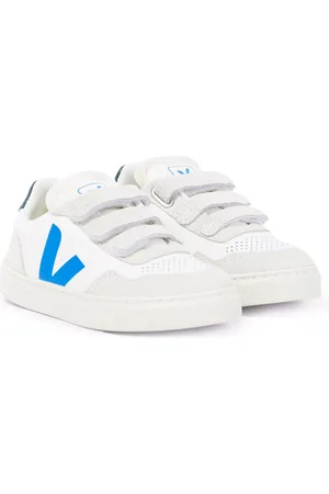 Veja V-90 suede-trimmed leather sneakers