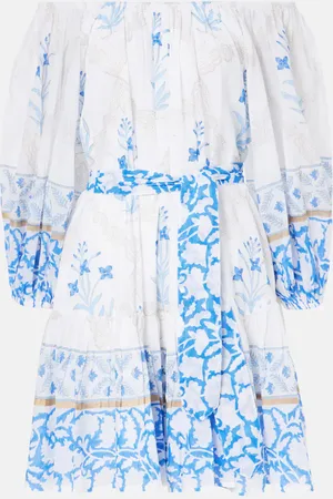 Juliet Dunn Off-shoulder printed cotton beach dress