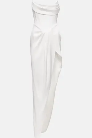 ALEX PERRY Bridal draped satin crÃªpe bustier gown