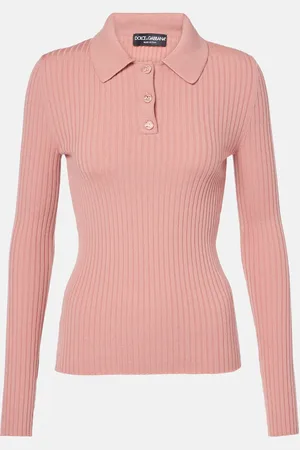 Dolce & Gabbana Ribbed-knit wool-blend polo sweater