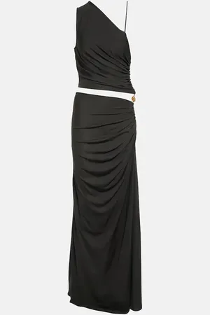 Bottega Veneta One-shoulder ruched jersey cutout gown