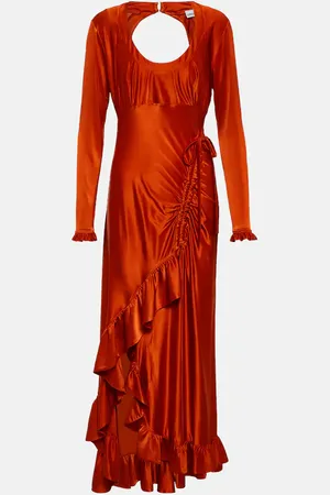 Paco rabanne Ruffled satin maxi dress