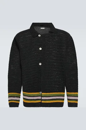 BODE Harbor Stripe crochet cotton cardigan