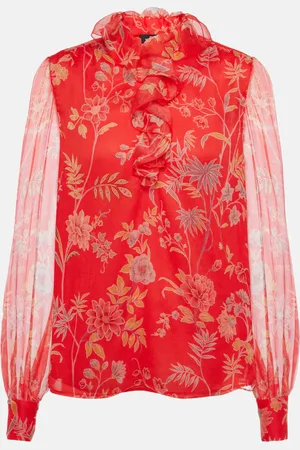 Etro Floral ruffled silk blouse