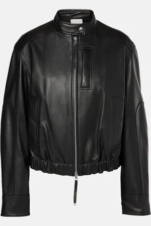 Vince Cropped leather bomber jacket