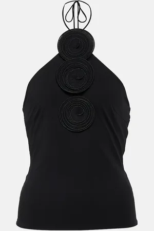 MAGDA BUTRYM Floral-appliquÃ© halterneck top