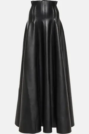 Norma Kamali Grace flared faux leather maxi skirt