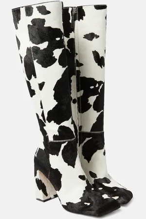 Amina Muaddi Marine calf hair knee-high boots